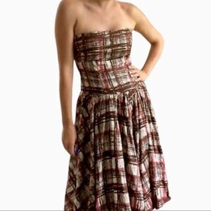 Elevenses by Anthropologie Plaid Strapless Dress Size 10